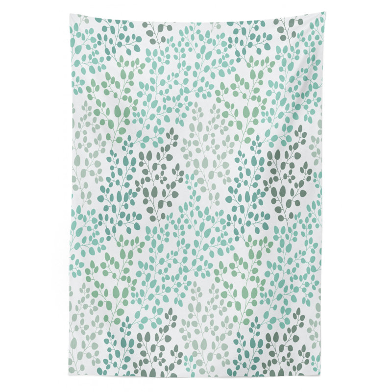 Ambesonne Leaf Tablecloth, Pattern With Leaf Branches Silhouette Nature Theme Foliage Forest, Rectangular Table Cover For Dining Room Kitchen Decor, 52" X 70", Sage Green Turquoise