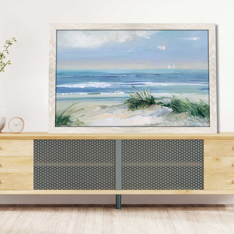 Brises côtières - Peinture, L 27,5 po x H 21,5 po, Cadre blanc