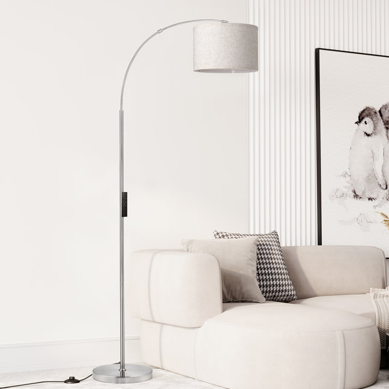 Lampe sur pied arquée 75 po Merick, Argent