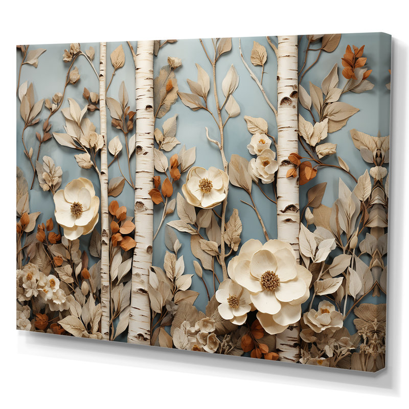 «White American Basswood Forest Colage», art mural arbre, Toile tendue, H 24 po x l 32 po x P 1 po