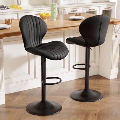 19.29" Bar Stools Set of 2 Modern Swivel Bar Chairs, Barstools Counter Height with High Backrest, Easy 3-5 Minute Assembly for Bar, Kitchen, Dining Room
