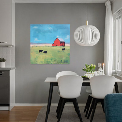 «The Grazing Spot», géométrique, vache contemporaine, paysage, art naturel
