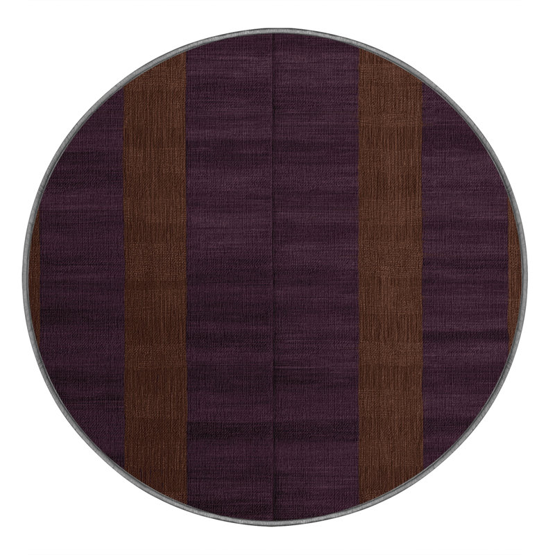 Tapis brun à carreaux lavable à la machine, Rond 5 pi
