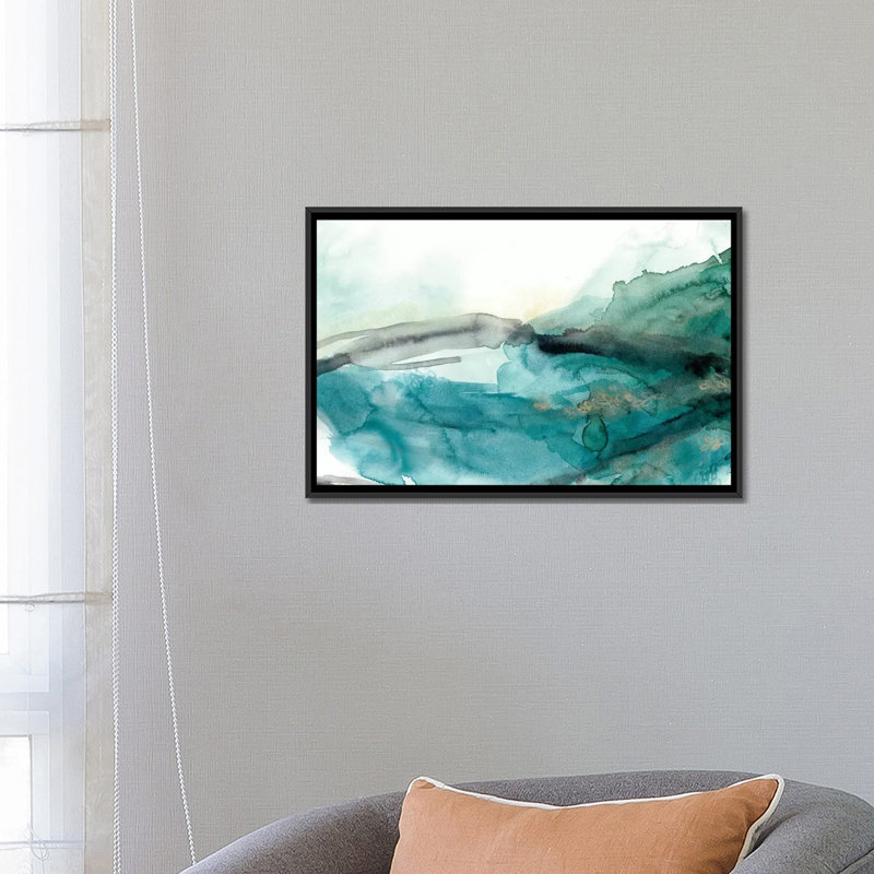 « v », reproduction d’art sur toile tendue Hydro, H 18 po x l 26 po x P 1,5 po, Toile avec cadre noir, Pas de tapis