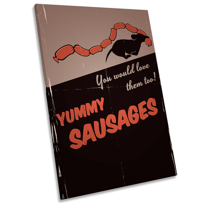 Yummy Sausages Modern - Wrapped Canvas Print, 76.2cm H x 50.8cm W x 2cm D