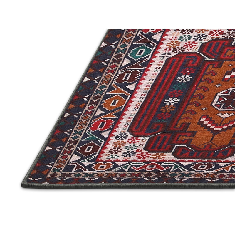 Tapis traditionnel bleu / rose clair / brun, Rectangle 4 pi x 6 pi