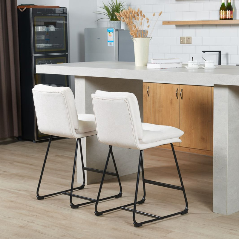 Marlow 26" Soft White Counter Stool (Set of 2), Soft White