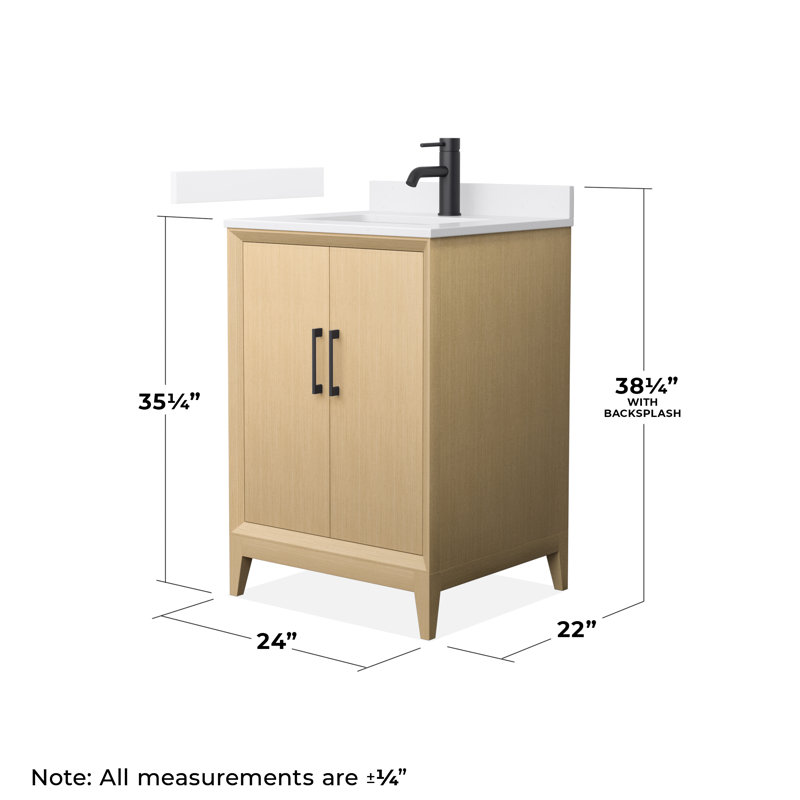 Janna 24" Freestanding Single Bathroom Vanity with Cultured Marble Top, White Cultured Marble, Matte Black