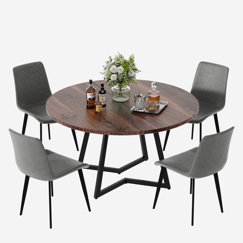 Ensemble de table de salle à manger Mid-Century, Noyer, 5, Gris