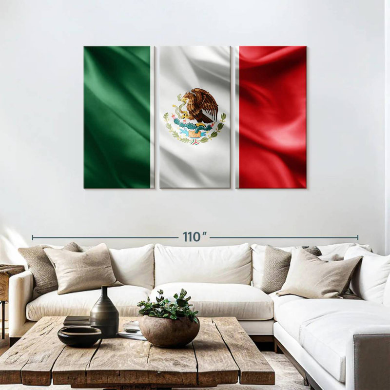 Borges Silk Mexican Flag, 48" H x 74" W