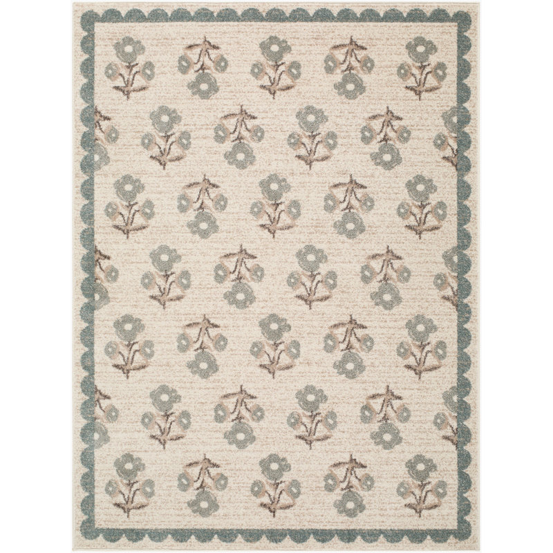  Louise Machine Woven Rug, Blue, Rectangle 108.27 " x 78.74 "