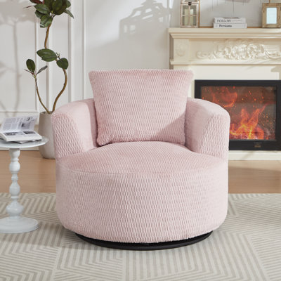 Modern 360° Swivel Accent Chair - Plush Sponge & Pocket Spring Comfort Seating For Living Room, Office, Apartment | Easy Assembly, Sturdy Wooden Base