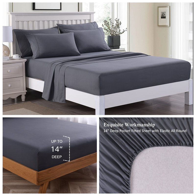 Microfiber Sheet Set, Twin, Dark Gray