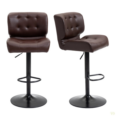 Ensemble de 2 tabourets de bar avec siège réglable, coussin rembourré épais et repose-pieds en métal