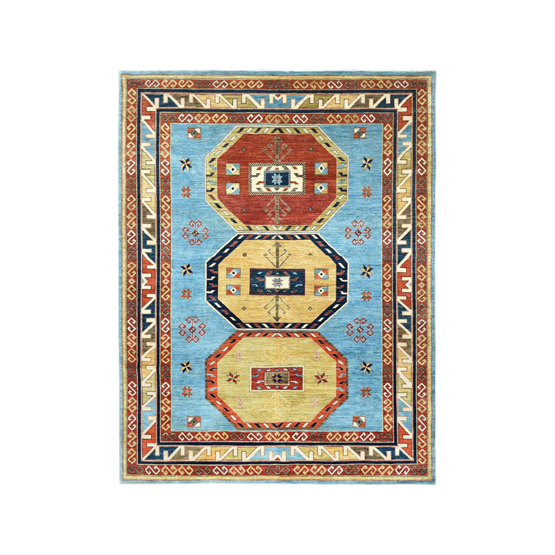 Tapis bleu ciel en laine noué à la main 9 K x l 9 pi x 11 pi 10 po 2BB297C677F84BC6AC098A8D3AD1647B