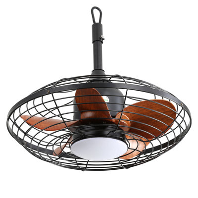 Downrod Mount Ceiling Fan Led 18W 3Cct 5 Abs Blades Dc Motor With Hanging And Hook For Outside Patios Pergola