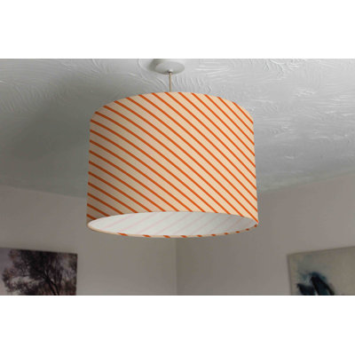 Orange Lines 25cm H Cotton Drum Pendant Shade ( Uno )