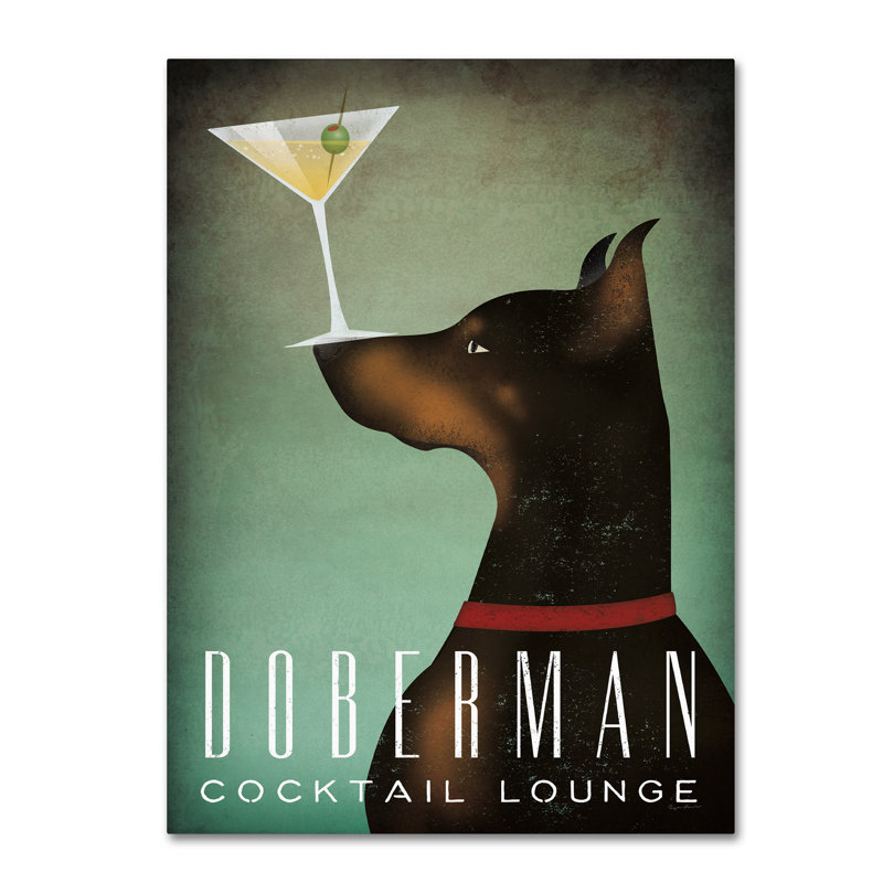 «Doberman Martini» par Dreyanna, impression sur toile tendue, H 24 po x l 18 po