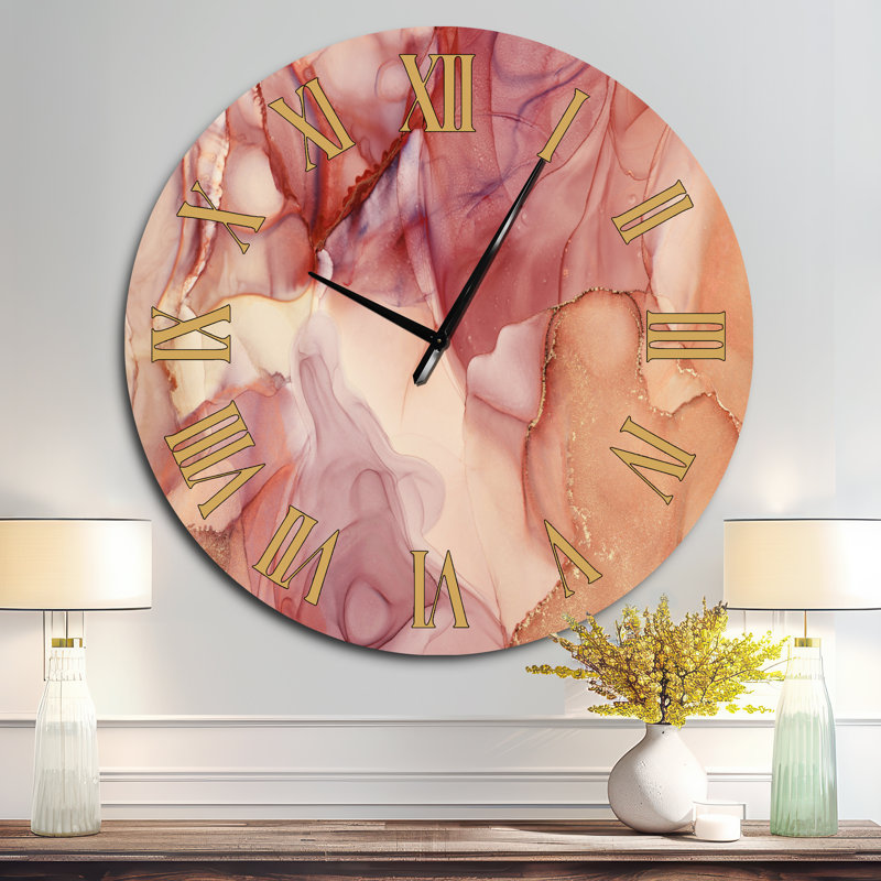 Horloge murale Tender, Surdimensionné, Rouge / doré