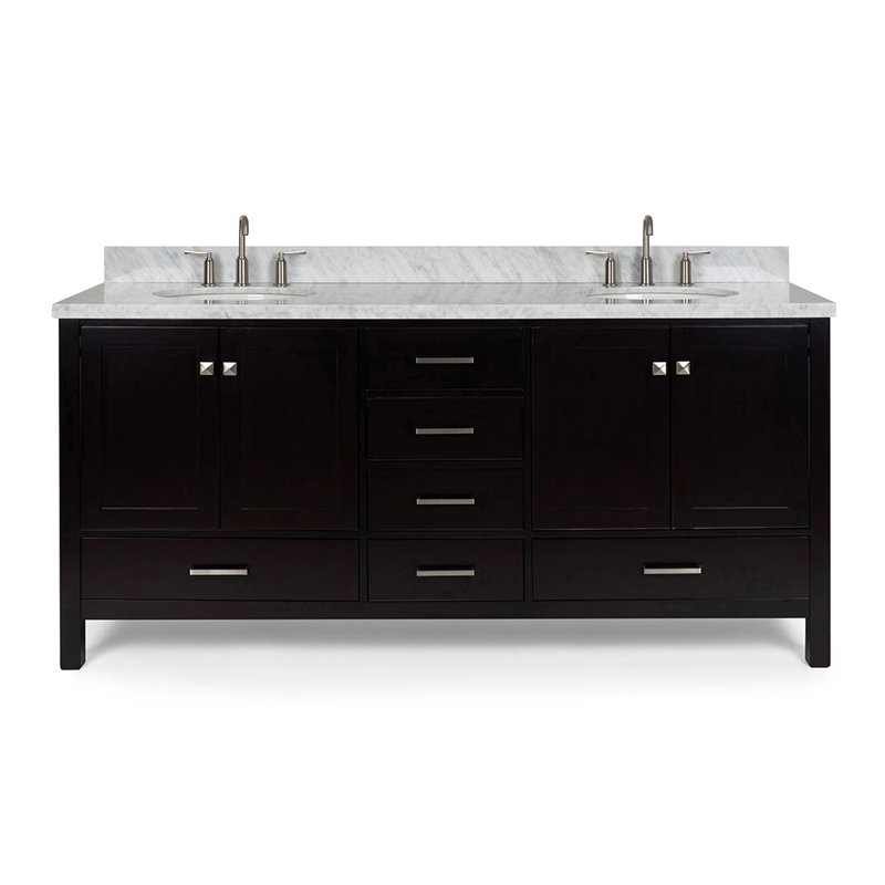 Ensemble de meuble-lavabo double 73 po Cambridge, Ovale, Espresso