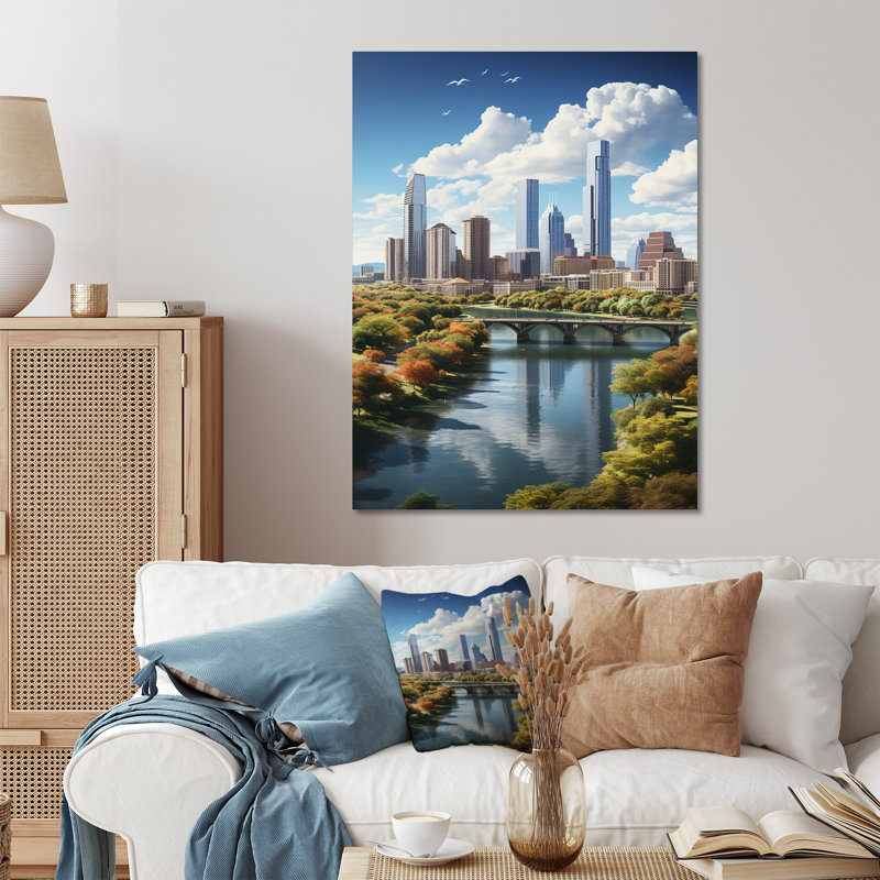 Austin City pendant le I - art mural en métal Austin, H 40 po x l 30 po x P 1 po