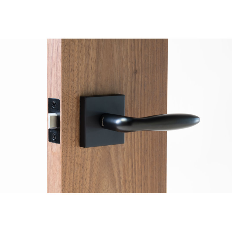 Passage Door Lever Set, 2.375", Satin Black, Privacy