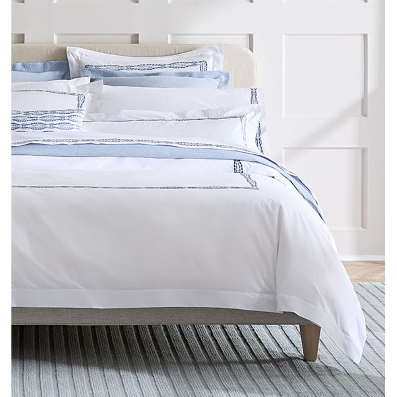 Cobblestones Duvet Cover, Twin Duvet Cover, White/Sea