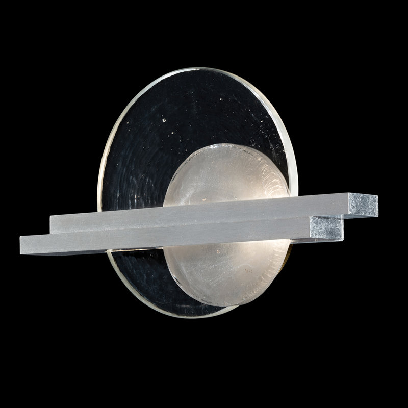 Selene Wrought Iron LED Flush Mounted Sconce, 12.75" H x 21" W x 3.75" D, Silver
