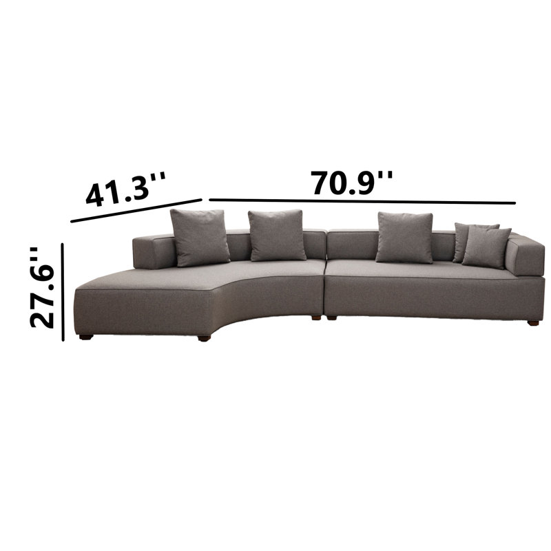 Upholstered Curved Sectional, Left Hand Facing