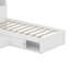 Lit plateforme simple en L avec armoires de rangement, bureau, lit gigogne et lumière DEL-118763485