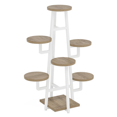 69.8"Height 5-Tier Wavy Gray Corner Bookshelf And Plant Stand For Living Room Small Space by 17 Stories