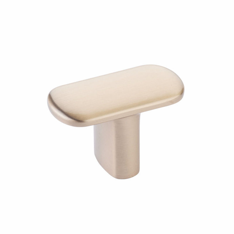Rectangular Knob, Satin Brass