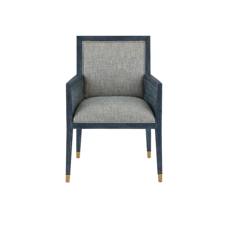 Fauteuil Santos, crépuscule Barrett, Mélange de polyester gris, Bleu