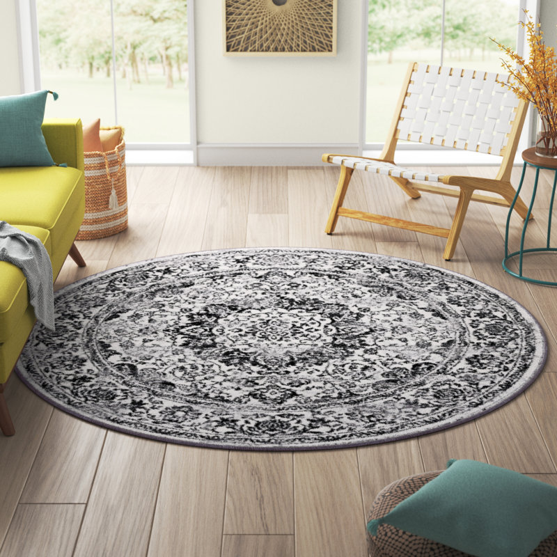 Tapis oriental tissé à la machine Hawkin, Rond 6 pi 7 po