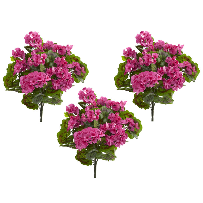 Geranium artificiel, résistant aux rayons UV (intérieur / extérieur), Rose