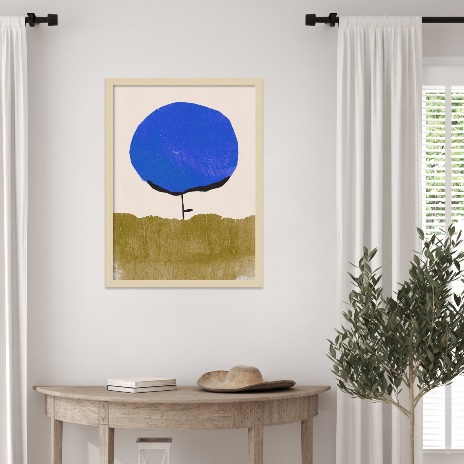 Blue Flower by Alisa Galitsyna Wood Framed Wall Art Print, Brown, 25" H x 19" W
