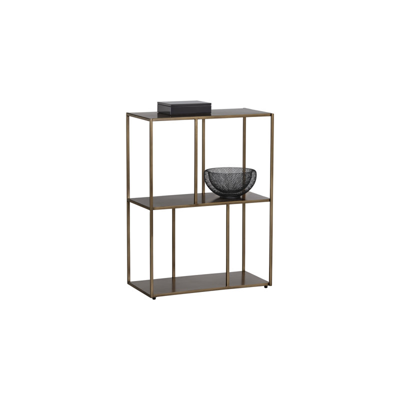 Bibliothèque basse Georgetta MIXT Eiffel - petite, Laiton antique, H 31 po x l 23,75 po x P 12 po