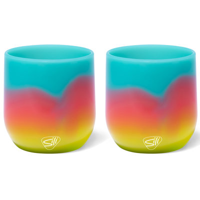 Silipint: Silicone 12oz Stemless Wine Glasses: 2 Pack Aurora - Reusable Flexible & Unbreakable