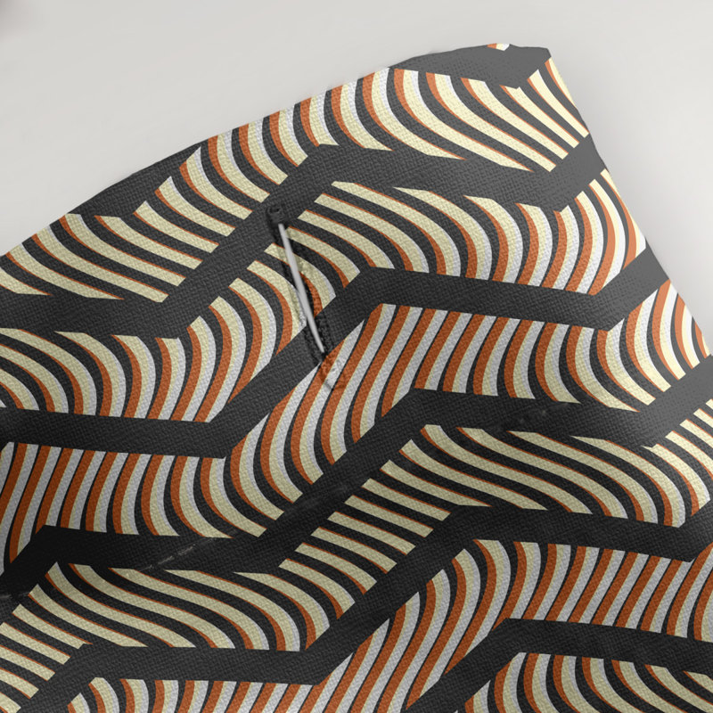 Rideau de douche simple à chevrons ondulés, Noir / Orange