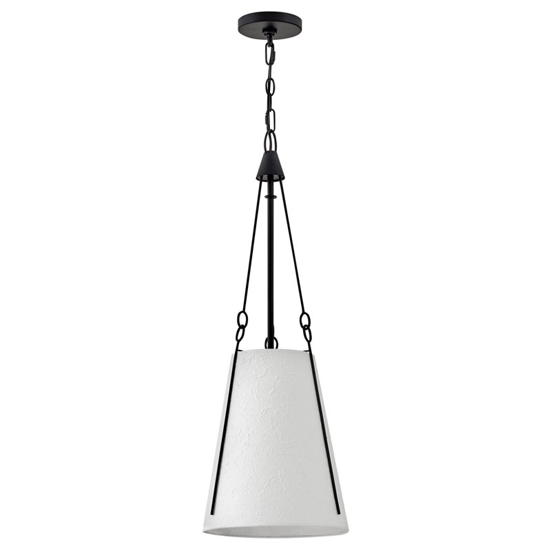 Danvers Single Light Chain-Hung Pendant w/ Handmade Paper Shade, Black