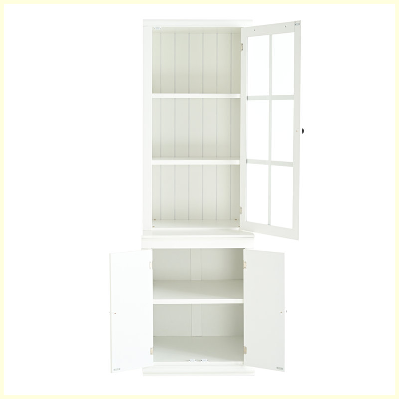 Modern Tall Freestanding Cabinet with Glass Door and Storage for Hallways, Livingroom