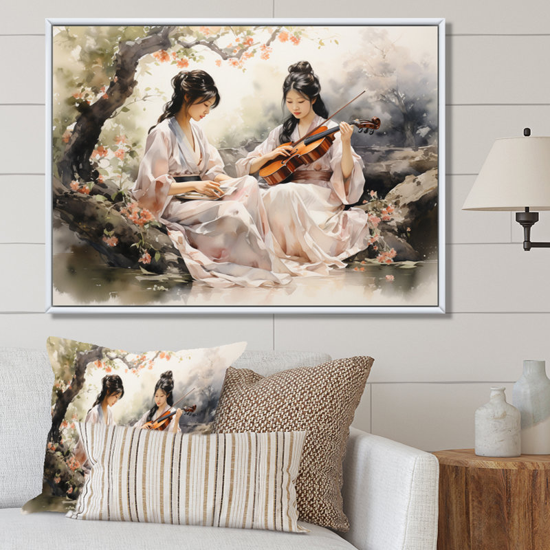 «China Art Jasmine Tea» - impression, H 24 po x l 32 po x P 1 po, Cadre flottant blanc