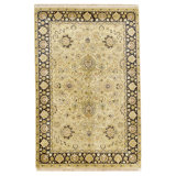 Hand Knotted Wool Area Rug in Gold And Black