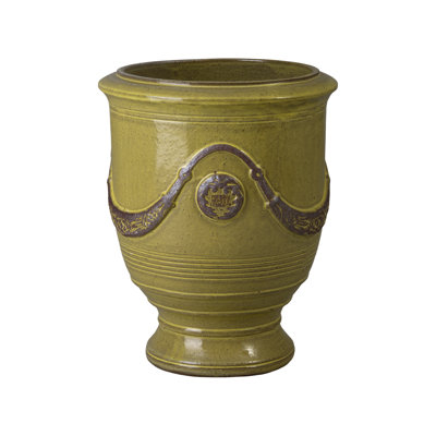 Jardinière ronde en céramique jaune avec trou de drainage Anduze