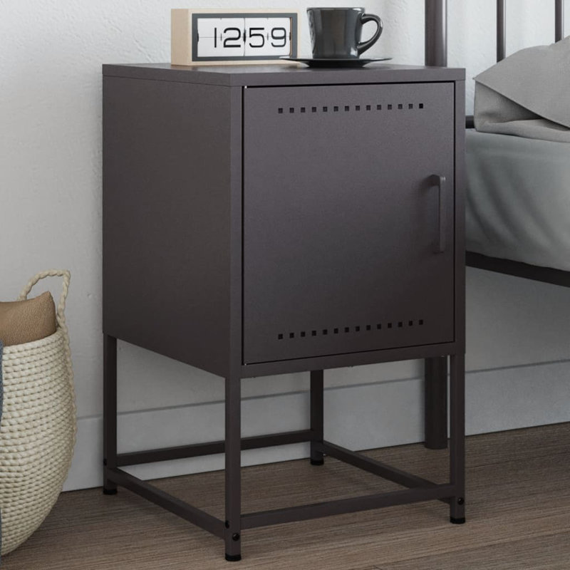 Anzel 36cm W Steel Bedside Table, Black
