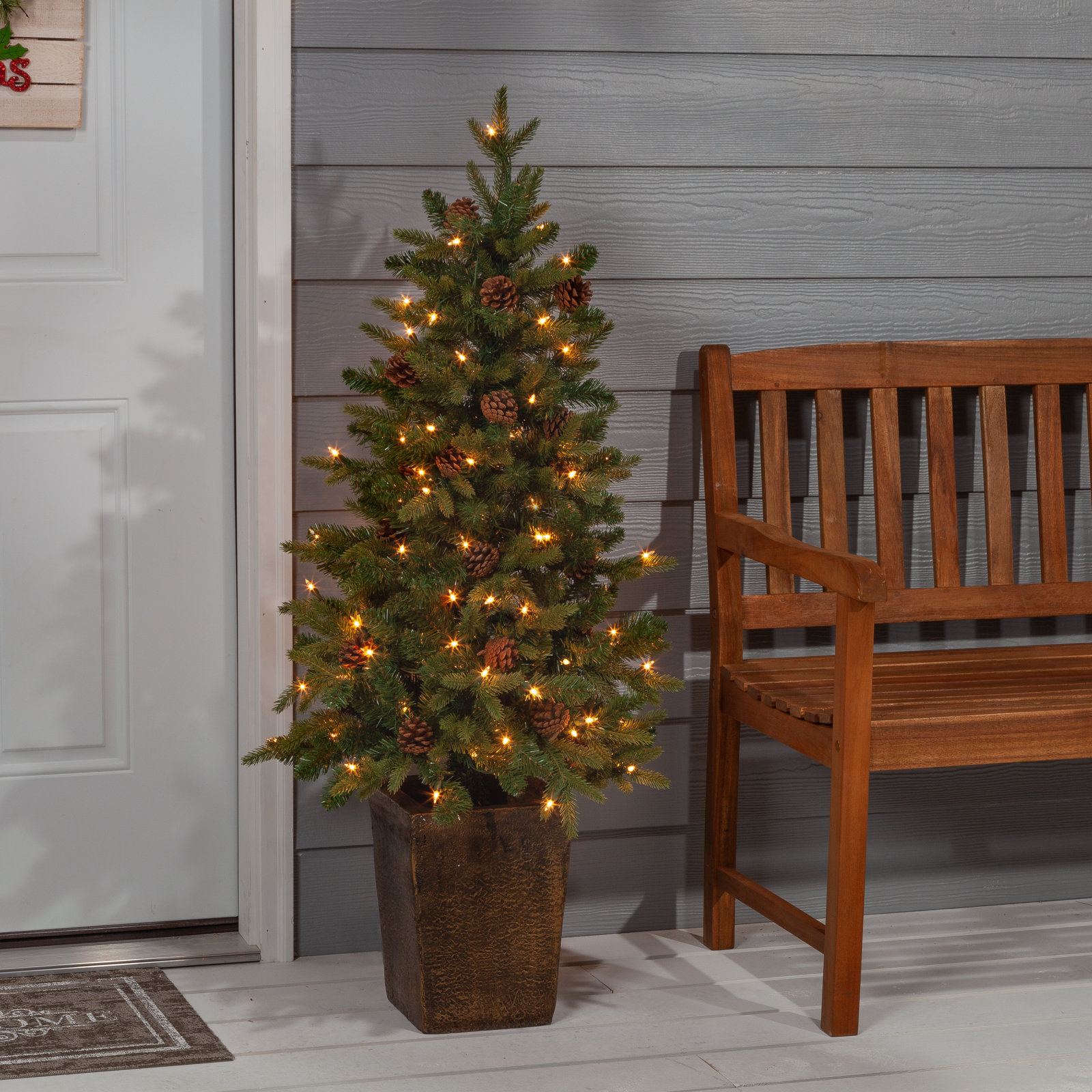 Potted 4' Pre-Lit Pine Tree