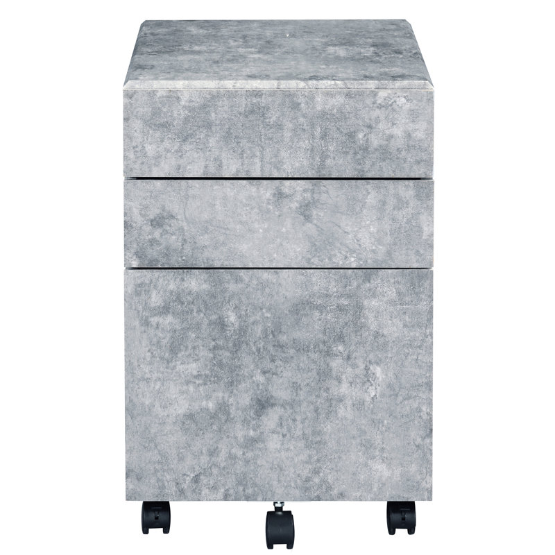 Stylish 3 Silver File Cabinet With Faux Concrete Ornament For Work Office Use In Decoration Productivity