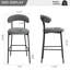 Tabouret de bar 26 po à hauteur de comptoir avec housse en tissu Teddy et îlot de cuisine avec base thermolaquée noire et repose-pieds (gris)-129519481