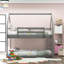 Lit simple superposé simple au-dessus de simple, lit maison avec échelle, gris