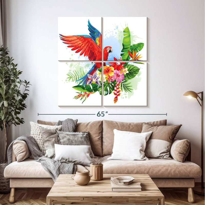 Perroquet floral Brampt, H 45 po x l 45 po
